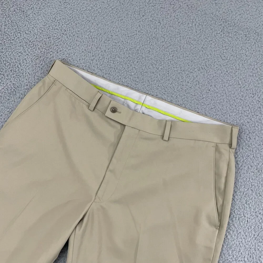 Louis Raphael Golf Pants Men 40x30 Tan Flat Front Performance Dress‎ Slacks